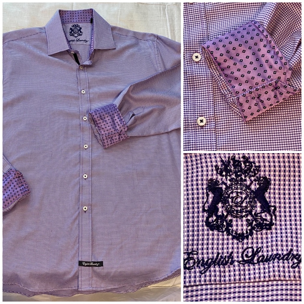 Men’s English Laundry Dress Shirt Lavender Tweed